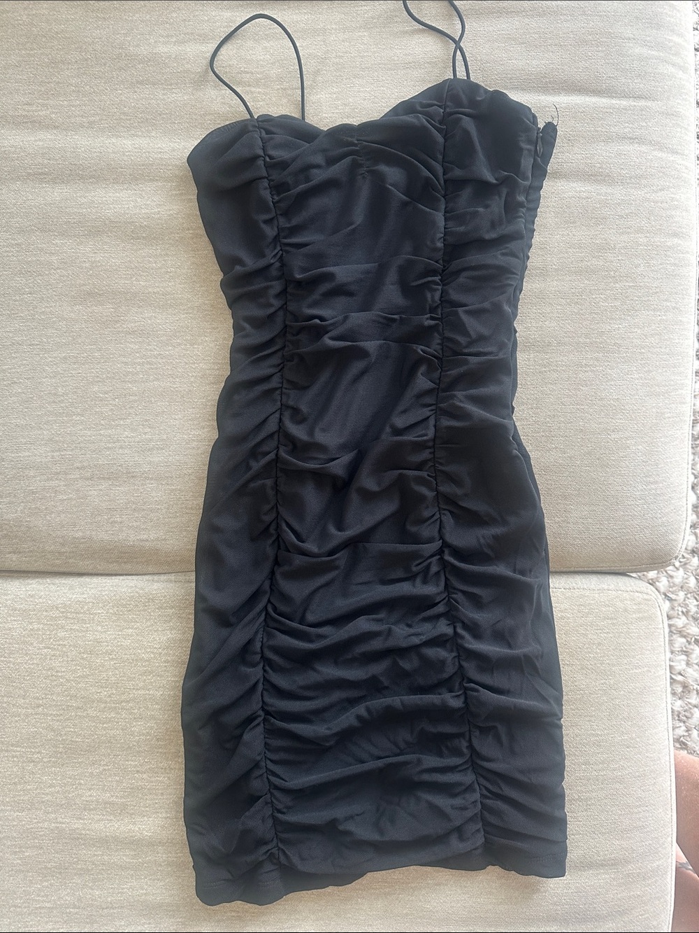Hello Molly Black Ruched Mini Slip Dress